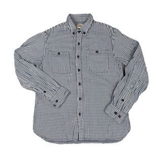 Flint and Tinder Huckberry Shirt Men M Double Gauze Elbow Patch Plaid Button Up
